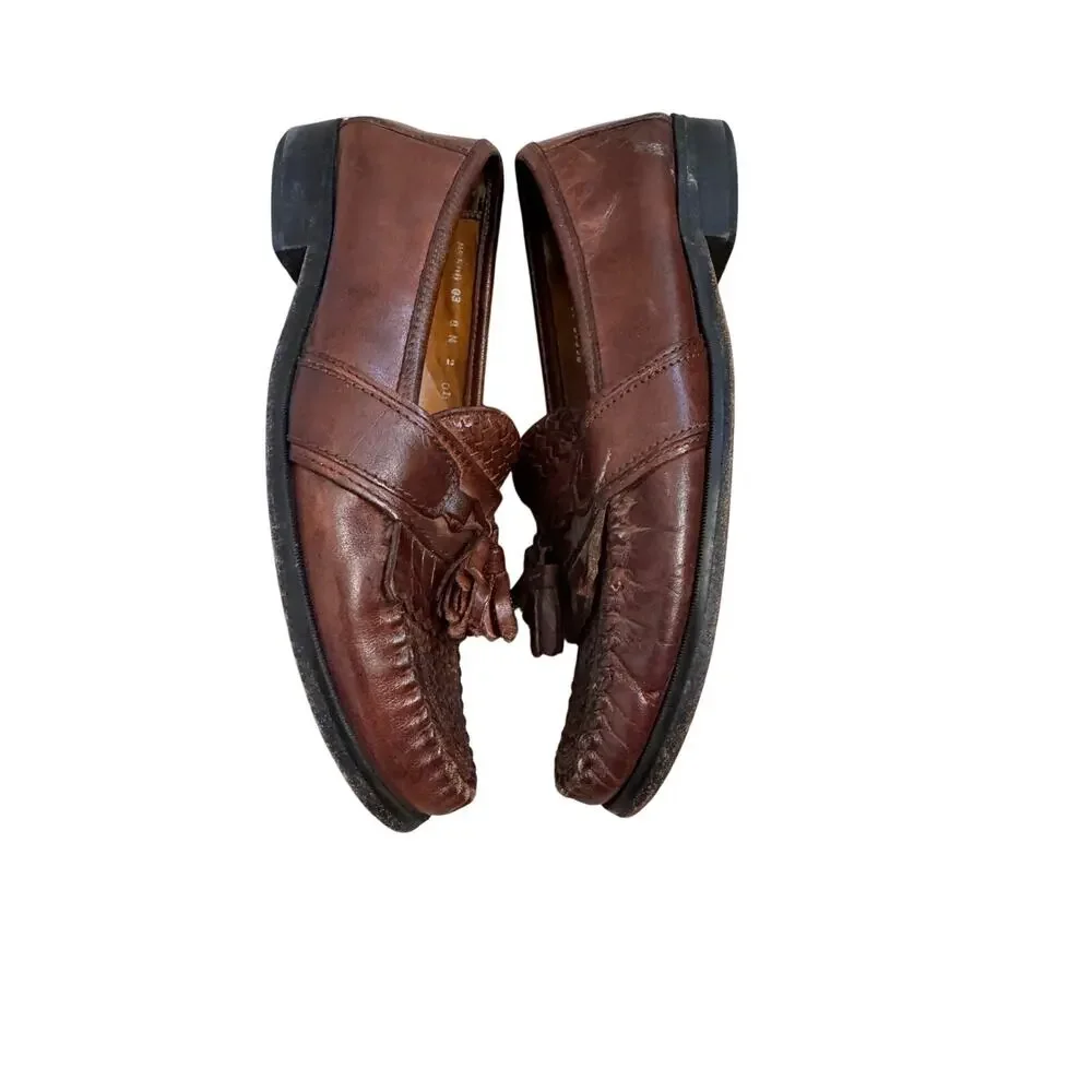 Vintage Nunn Bush Men's Genuine Leather Slip On Dress Shoes Brown Size 8N